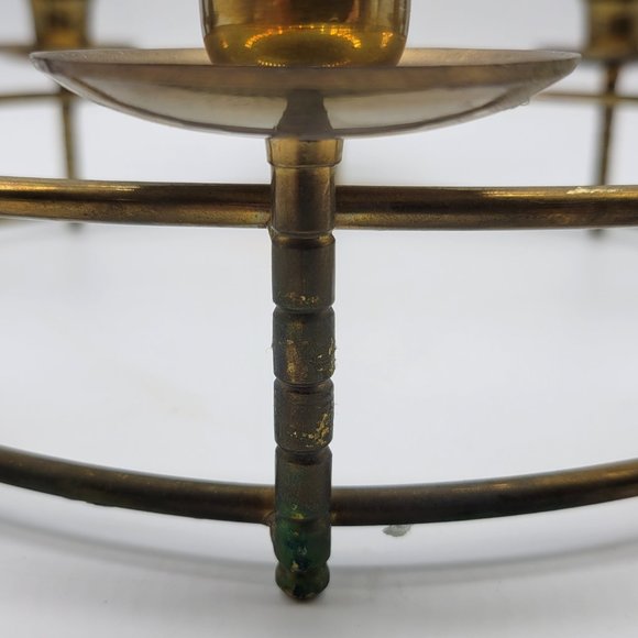 Enesco Mid-Century Brass 8 Candle Ring Centerpiece Holiday Wreath Candelabra - Picture 9 of 10